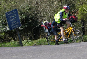Tandem on steep hill on the way to Castle Combe