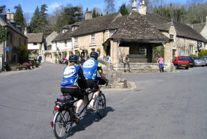 Tandem in the village of Castle Combe